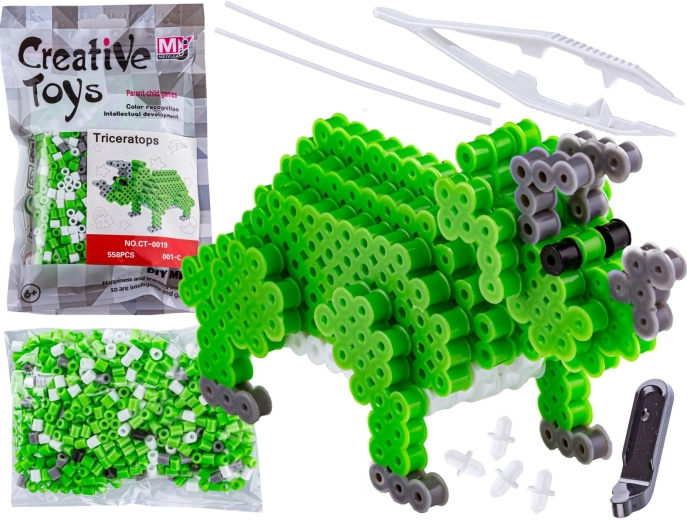 Koralíky na zažehlování 3D triceratops – dinosaurus (sáček)