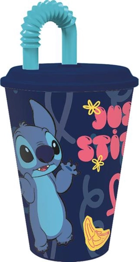 Plastový kelímek s brčkem STITCH 430 ml