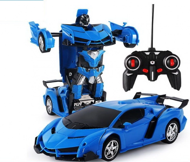 Auto robot 2v1 na dálkové ovládání s LED, zvuky a driftem – modré