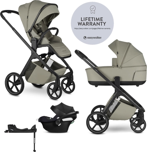 Easywalker Zoey Sage Green kombinovaný kočárek + autosedačka CBX by Cybex Aton B2 i-Size se základnou