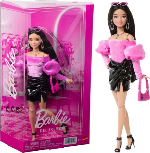 Mattel Barbie deluxe style módní panenka v růžové a černé s doplňky