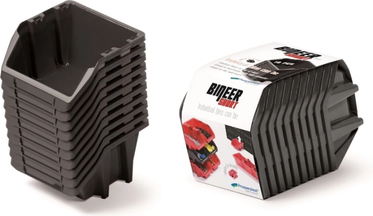 Sada úložných boxů BINEER Short, 10 ks, 180 × 98 × 118 mm, černá