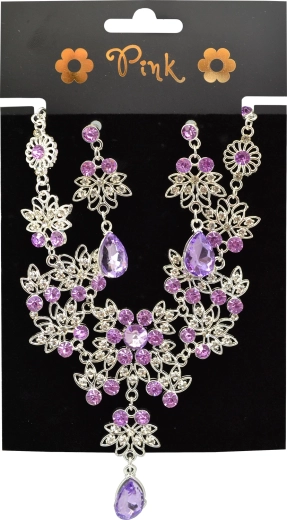 Růžová sada náhrdelníku a náušnic Royal Glamour