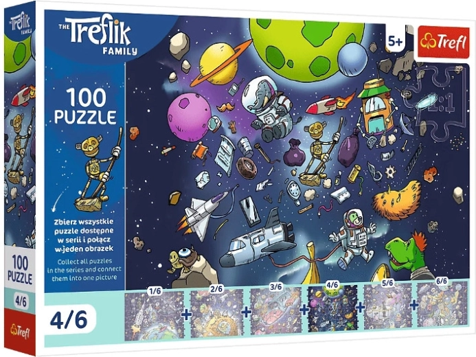Puzzle Trefl Rodina Treflíků: Robobot ve vesmíru 100 dílků