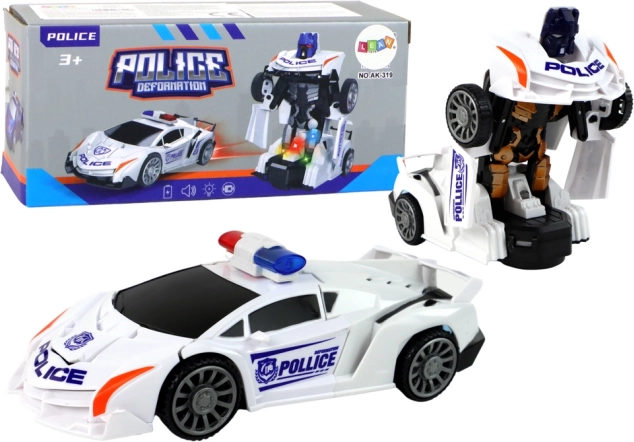Bílý policejní auto-robot 2v1 transformace