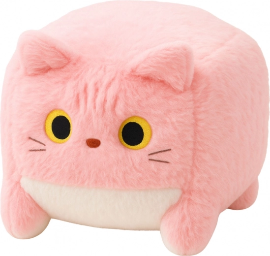 Růžový plyšový mazlíček ve tvaru kostky