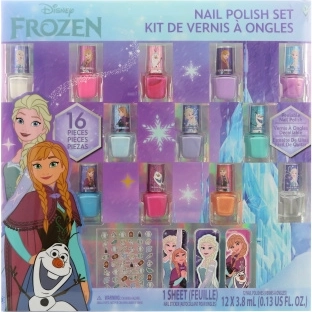 Frozen sada na nehty pro děti, 12 laků, samolepky a pilníky