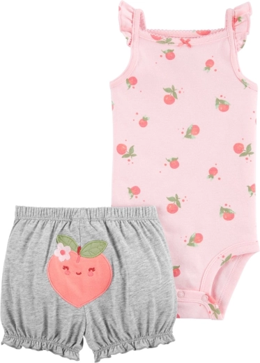 Carter's dvoudílný set body na ramínka a kraťasy Pink Peach pro holčičku 9 m