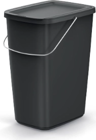 Odpadkový koš 25 l z recyklovaného plastu s víkem KEden COMPACTA Q BASIC – černý