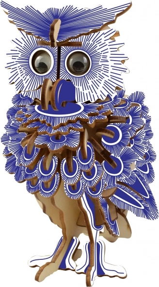 Woodcraft dřevěné 3D puzzle - Barevná Sova
