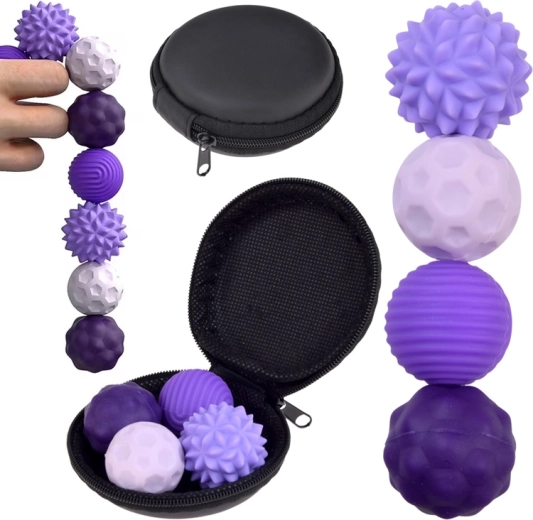 Magnetické antistresové senzorické míčky fidget (4 ks) s pouzdrem