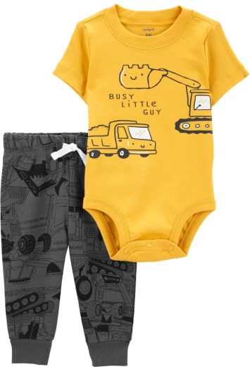 Carter’s dvoudílná sada body s krátkým rukávem a tepláků yellow transport pro kluky