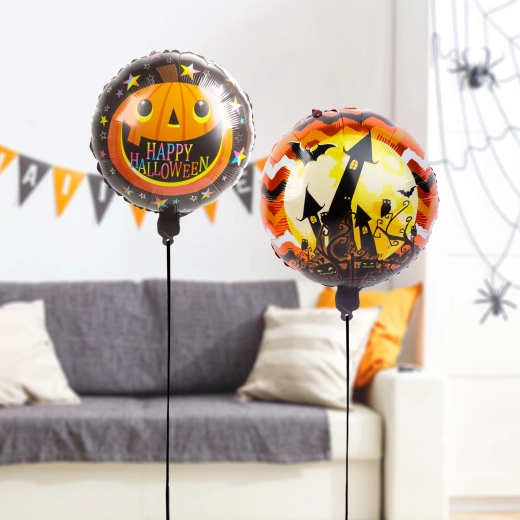 Halloweenské fóliové balónky dýně a hrad – 2 kusy