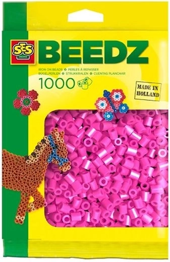 SES Creative zažehlovací korálky 1000 ks neonově růžové