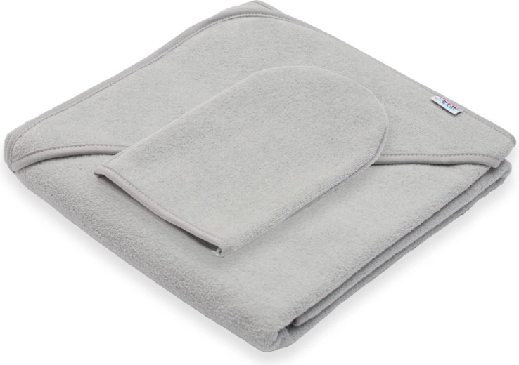 Dětská froté osuška s kapucí New Baby Basic 80 × 80 cm šedá