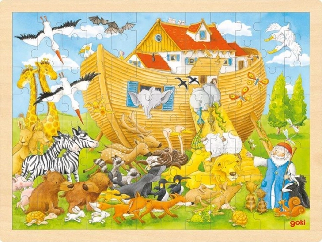 Goki dřevěné puzzle Noemova archa 96 dílků