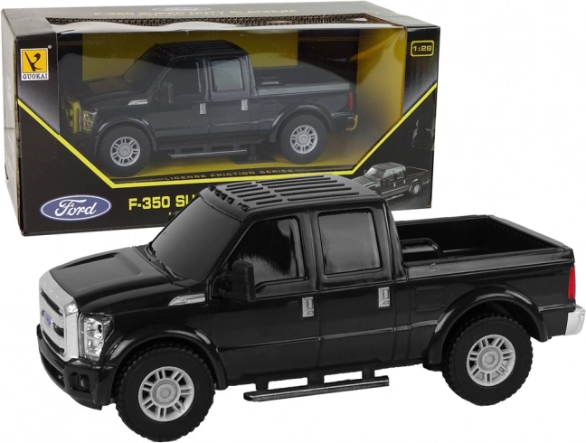 Černý Pickup Ford F-350 s Frikčním Pohonem 1:28