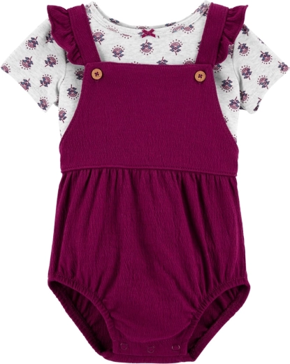 Set Carter's: tričko s krátkým rukávem a kalhotky na kšandy pink floral pro holčičku (3 m)