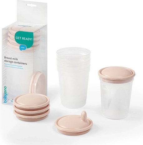 BabyOno nádoby na skladování a mrazení potravin 200 ml, 4 ks, béžové