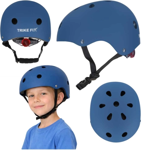 Dětská cyklistická helma TRIKE FIX s LED, velikost S 48–54 cm, tmavě modrá