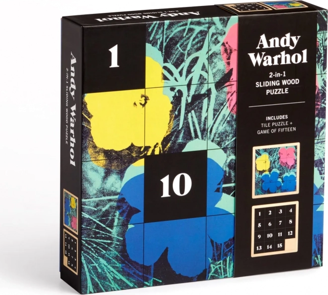 Posuvné dřevěné puzzle Andy Warhol: Květiny 2v1