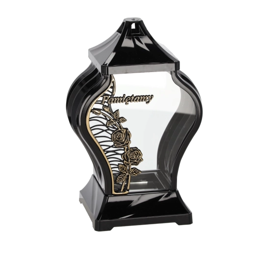 Lampion 30 cm faraon s růží pnoucí černo‑zlatý