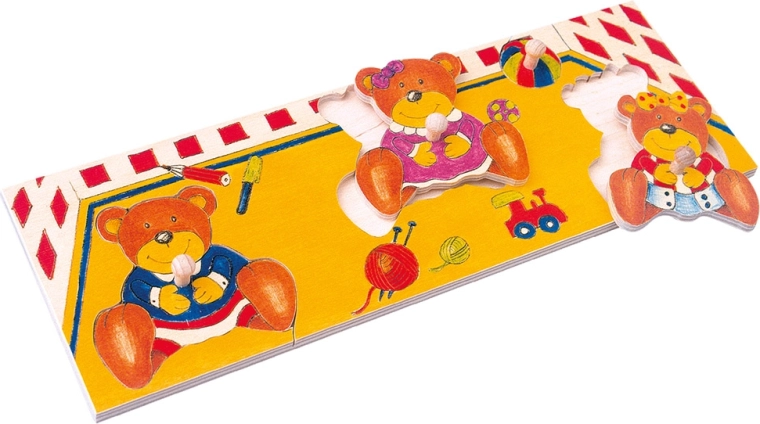 Dřevěné puzzle na desce s medvědy