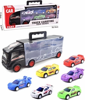 Nákladní auto s 6 autíčky a výsuvnou rukojetí