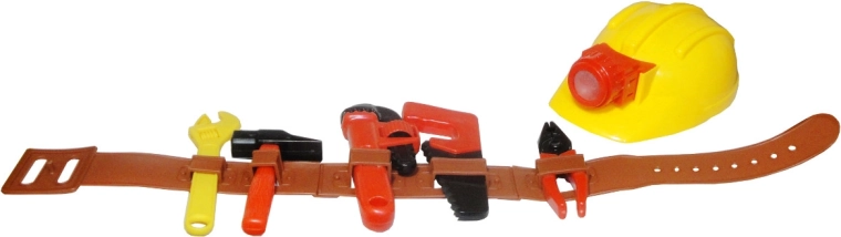 Dětský opasek s nářadím a ochrannou přilbou