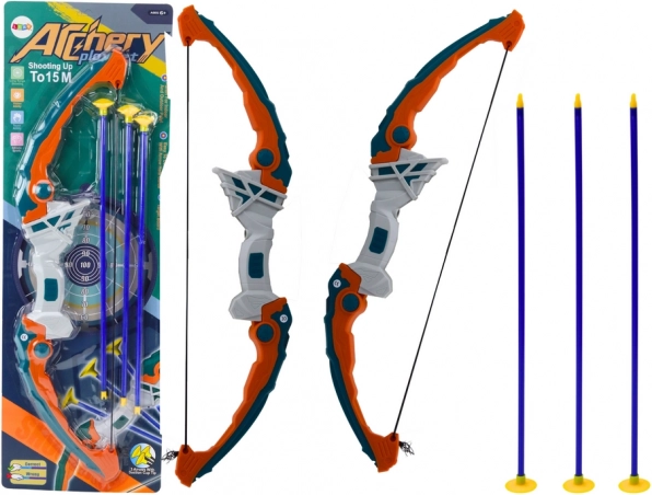 Dětský luk s přísavkovými šípy zeleno‑oranžový, 3 ks