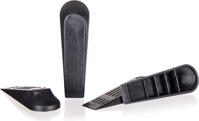 Dveřní zarážka klínek, sada 4 ks, černá