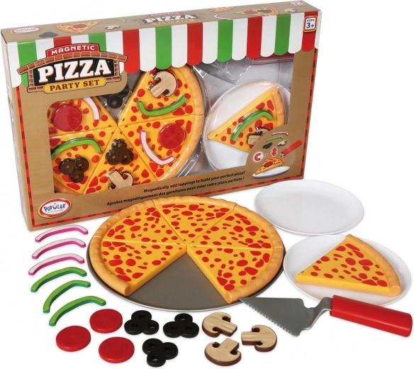 Magnetická pizza MalBlo Magnetic – dětská sada na krájení a zdobení