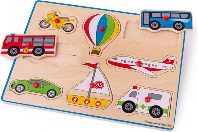 Dřevěné puzzle dopravní prostředky Bigjigs Toys