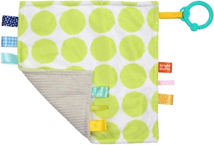 Mazlící dečka s C kroužkem Little Taggies, zelené tečky – Bright Starts