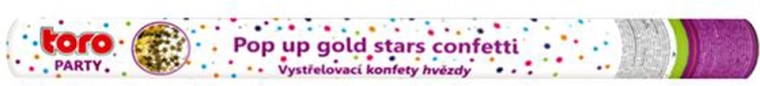 Vystřelovací konfety 60 cm – zlaté hvězdičky