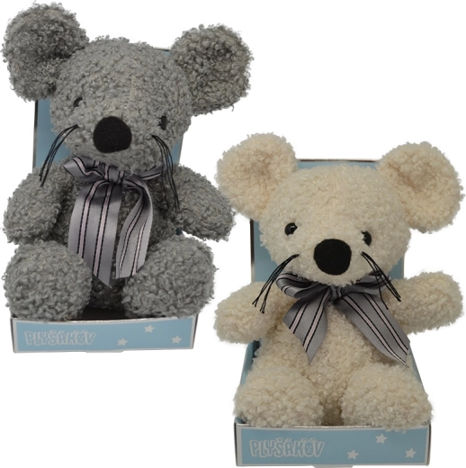 Plyšová myška s mašlí 15 cm – více barev