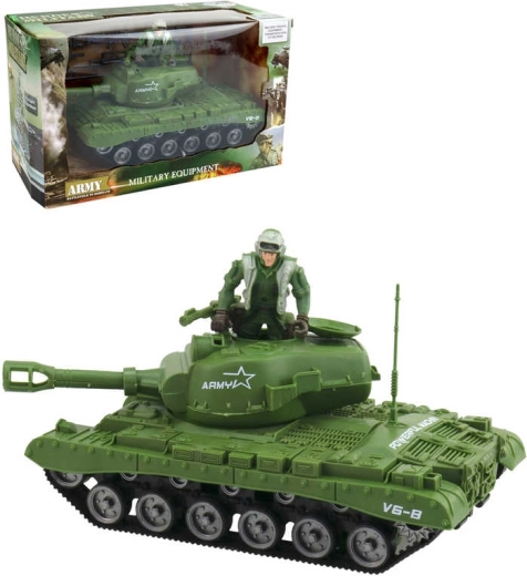 Herní set vojenský tank na setrvačník s figurkou a doplňky 26 cm