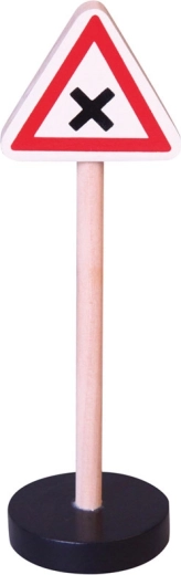 Dřevěná dopravní značka - pozor křižovatka