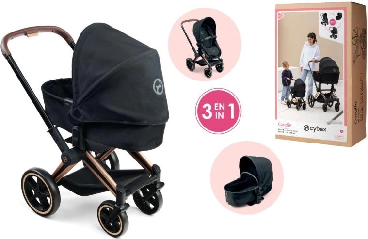 Kočárek pro panenky CYBEX Black 3 v 1 (36–52 cm)