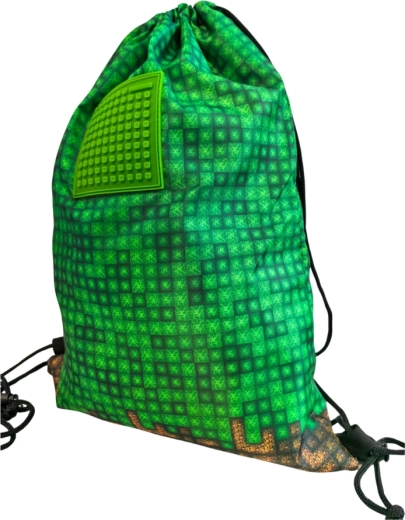 Pixie Crew zelený vak na záda Mine&Craft s pixely