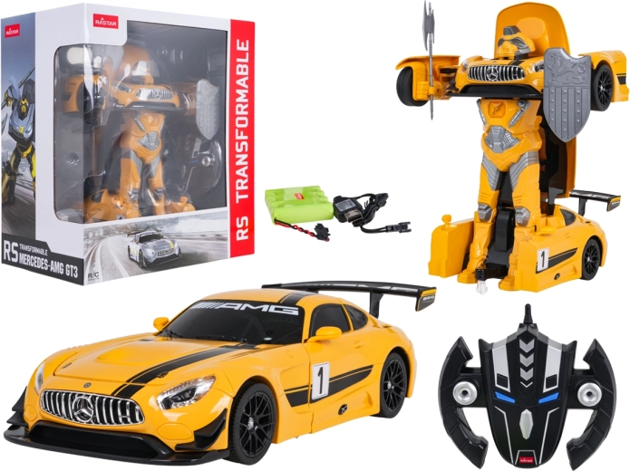 Dálkově ovládané auto a robot 2 v 1 Mercedes-AMG GT3 RASTAR žluté