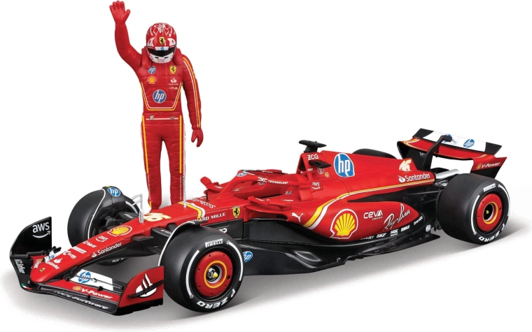 Bburago model F1 Ferrari SF-24 (2024) s figurkou jezdce Charles Leclerc 1:24