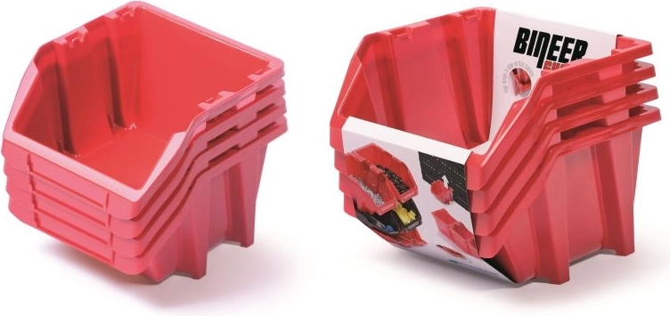 Sada úložných boxů Bineer Short, 4 ks, 272 × 238 × 236 mm, červená