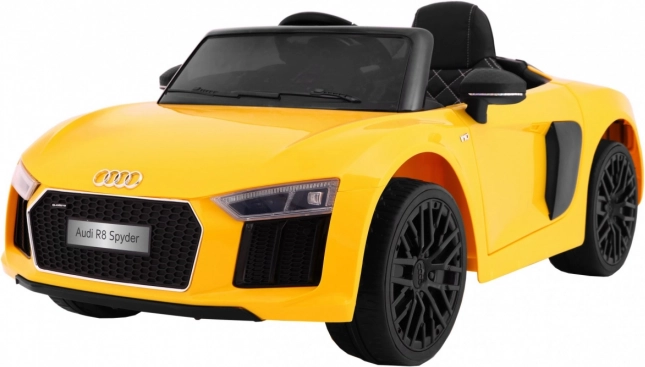 Interaktivní dětské auto Audi R8 Spyder žluté s dálkovým ovládáním a LED světly
