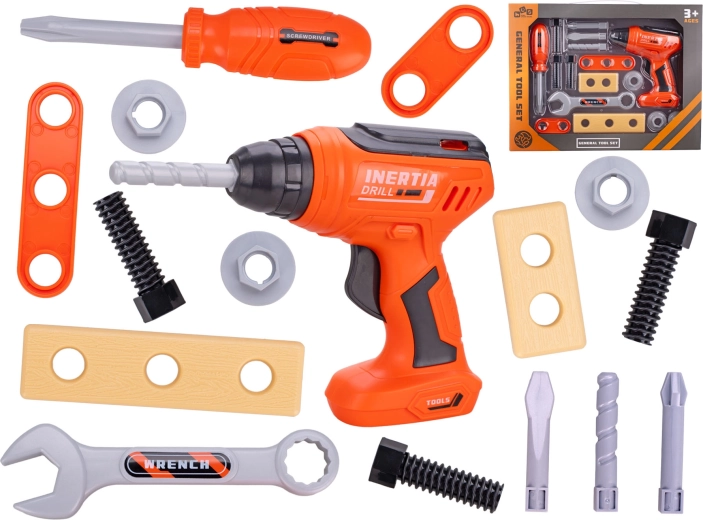 Sada dětského nářadí s vrtačkou, 16 dílů v krabičce