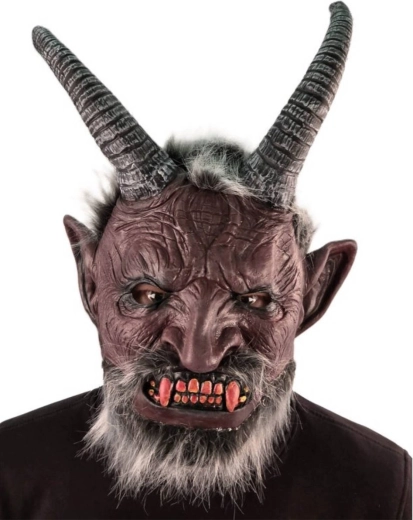 Karnevalová maska čert Belzebub s vlasy a vousy