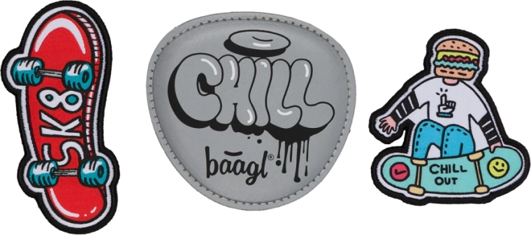 Vyměnitelné odznáčky BAAGL Baaglies – sada 3 ks Chill Skate