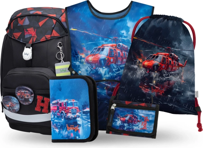 Baagl školní set Airy Plus Záchranáři – batoh, penál, sáček, zástěra a peněženka
