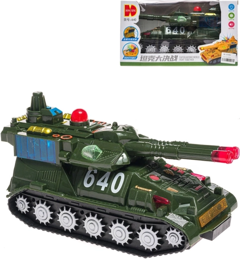 Plastový pásový tank na setrvačník se světlem a zvukem v krabici - 1 kus