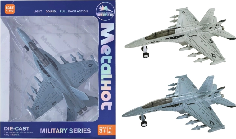 Kovový model stíhačky F/A-18 Hornet 1:400 se zvukem a světlem
